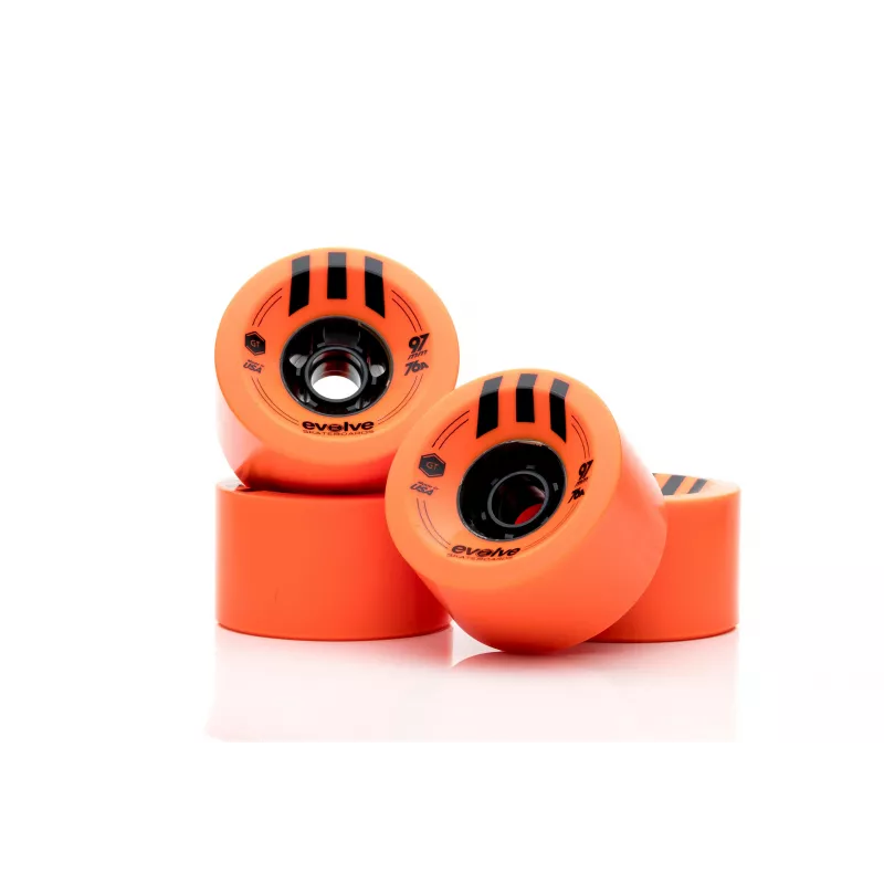 Roues Evolve 97mm montées sur board
